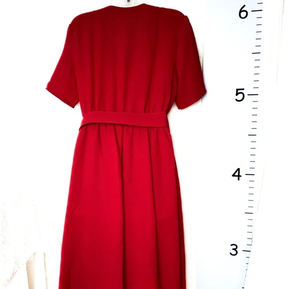 Vintage‎ Y2K Perceptions Bright Red Party Dress Midi Size 10 - Picture 2 of 15